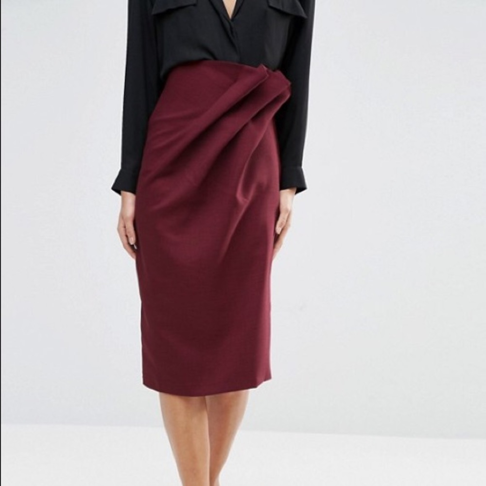 ASOS textured pencil skirt with paper bag waist